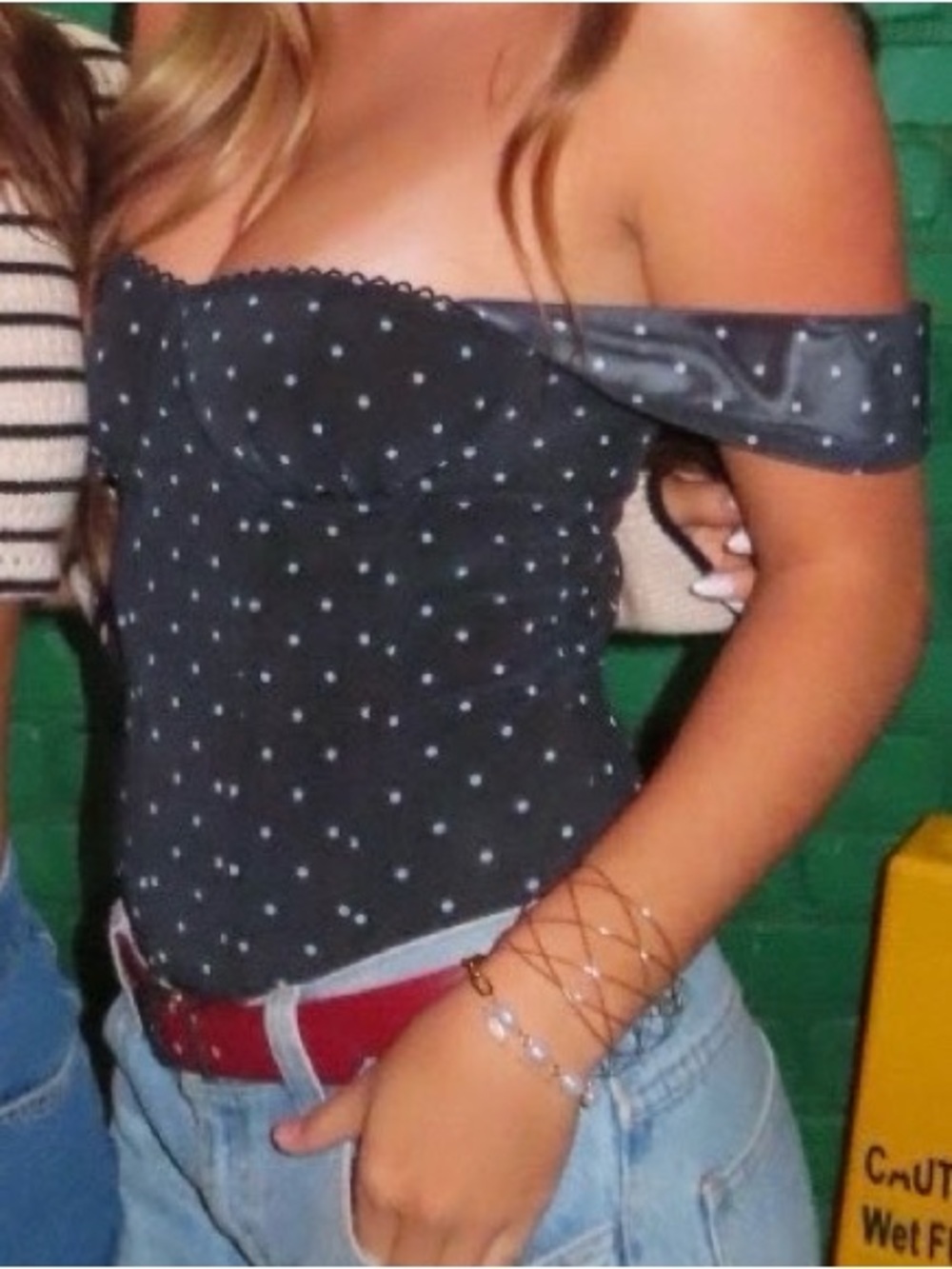 Edikted Black Polka Dot Corset Top